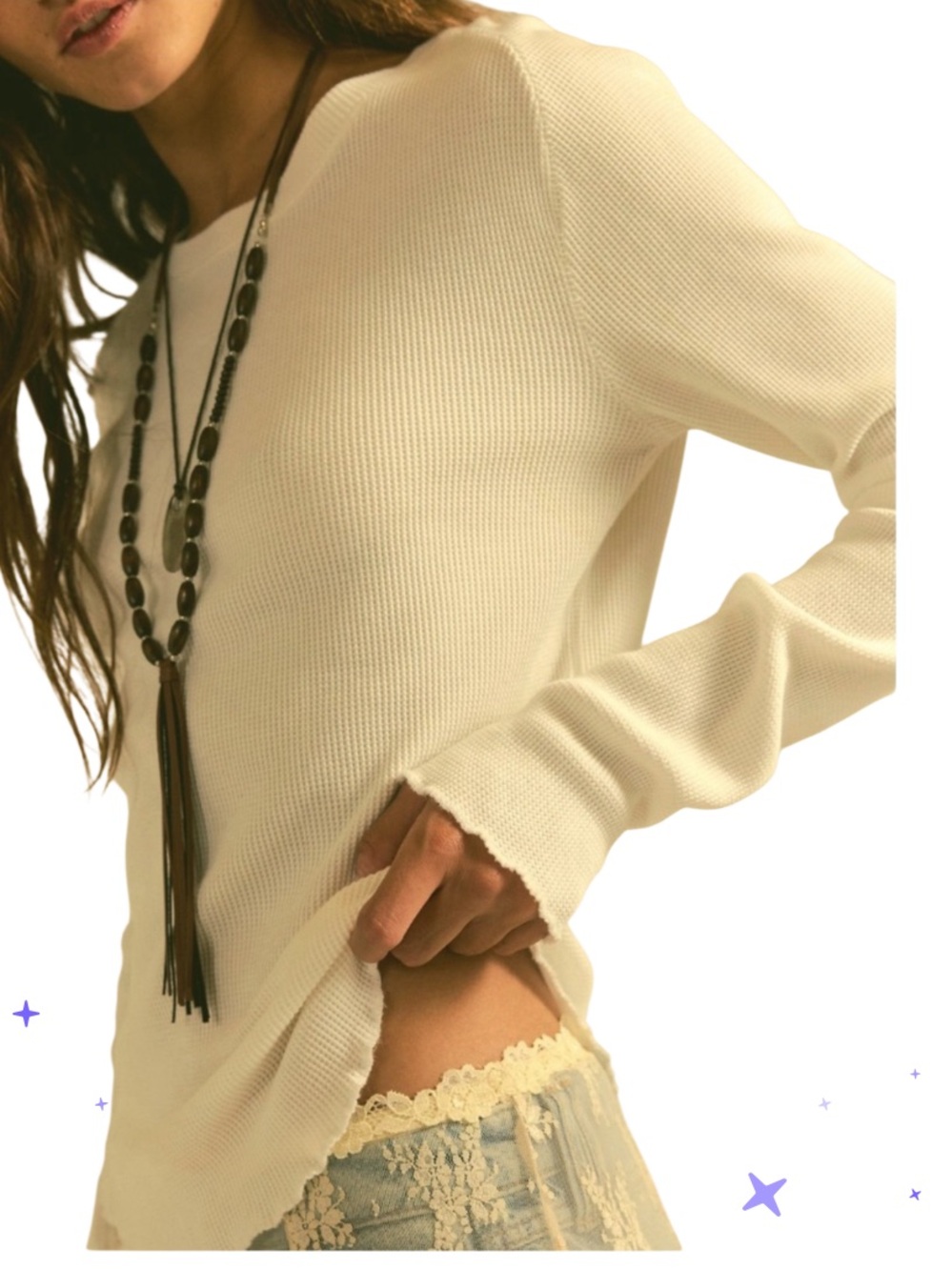 FREE PEOPLE EASY DOES IT THERMAL TOP LEMON YELLOW MEDIUM